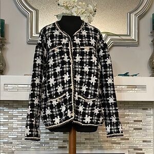 Elegant Women's v neck with faux pearls buttons career Jacket size 2X